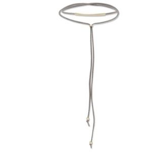 Grey Suede 14 Karat Gold Plated Bar Lariat Choker